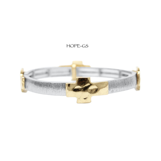 Cross Bracelet: Hope Gold Silver