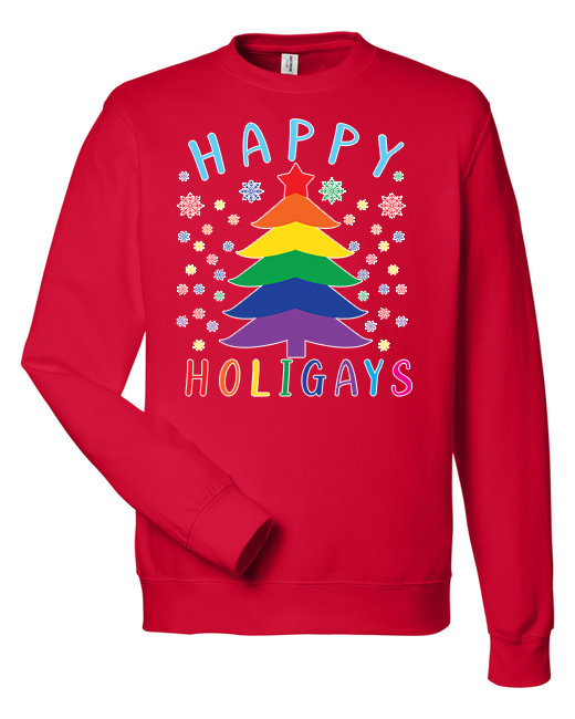 Happy Holigays Christmas Sweatshirt - Fire Red