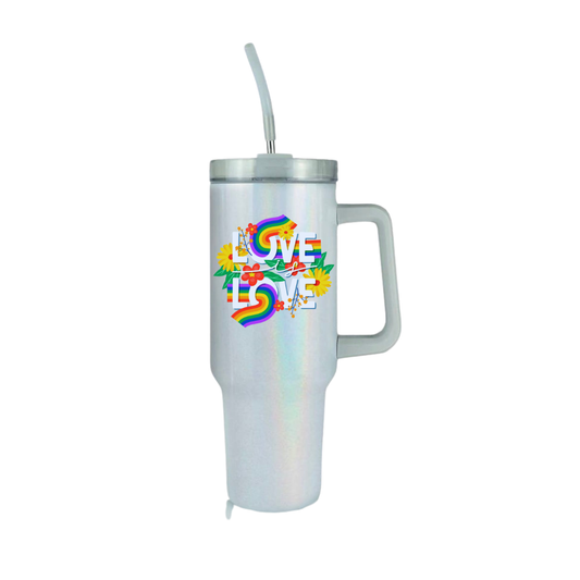40oz Love is Love White Iridescent Tumbler