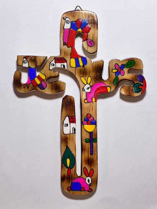 8" Carved Natural Cross