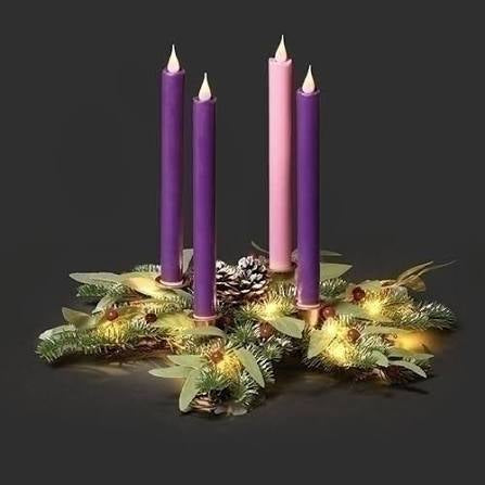 Lighted Snowflace Advent Wteath