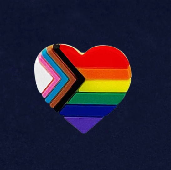 Inclusive Pride Silicone Heart Lapel Pin - Final Clearance