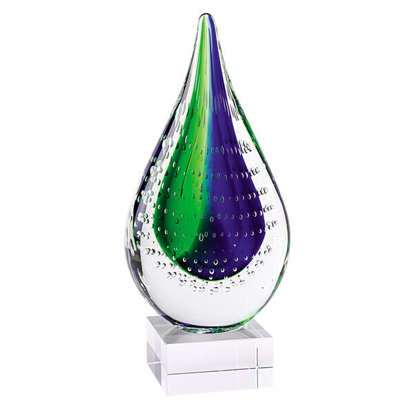 Murano Style Mouth Blown Teardrop 12 Inch Centerpiece on Crystal Base