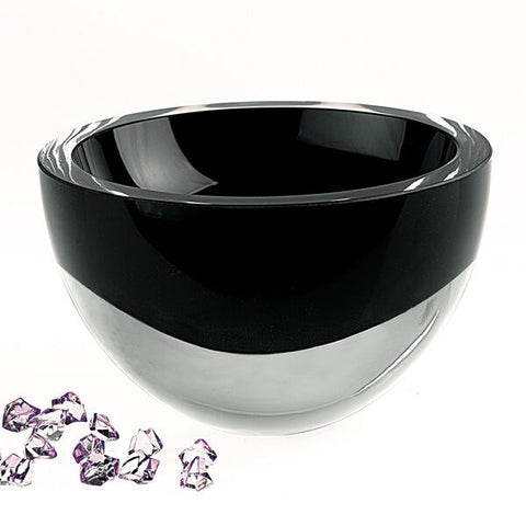 Jet Black Penelope Mouth Blown European Lead Free Crystal 6" Bowl