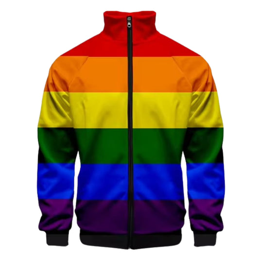 Zip Front Rainbow Stripe Jacket