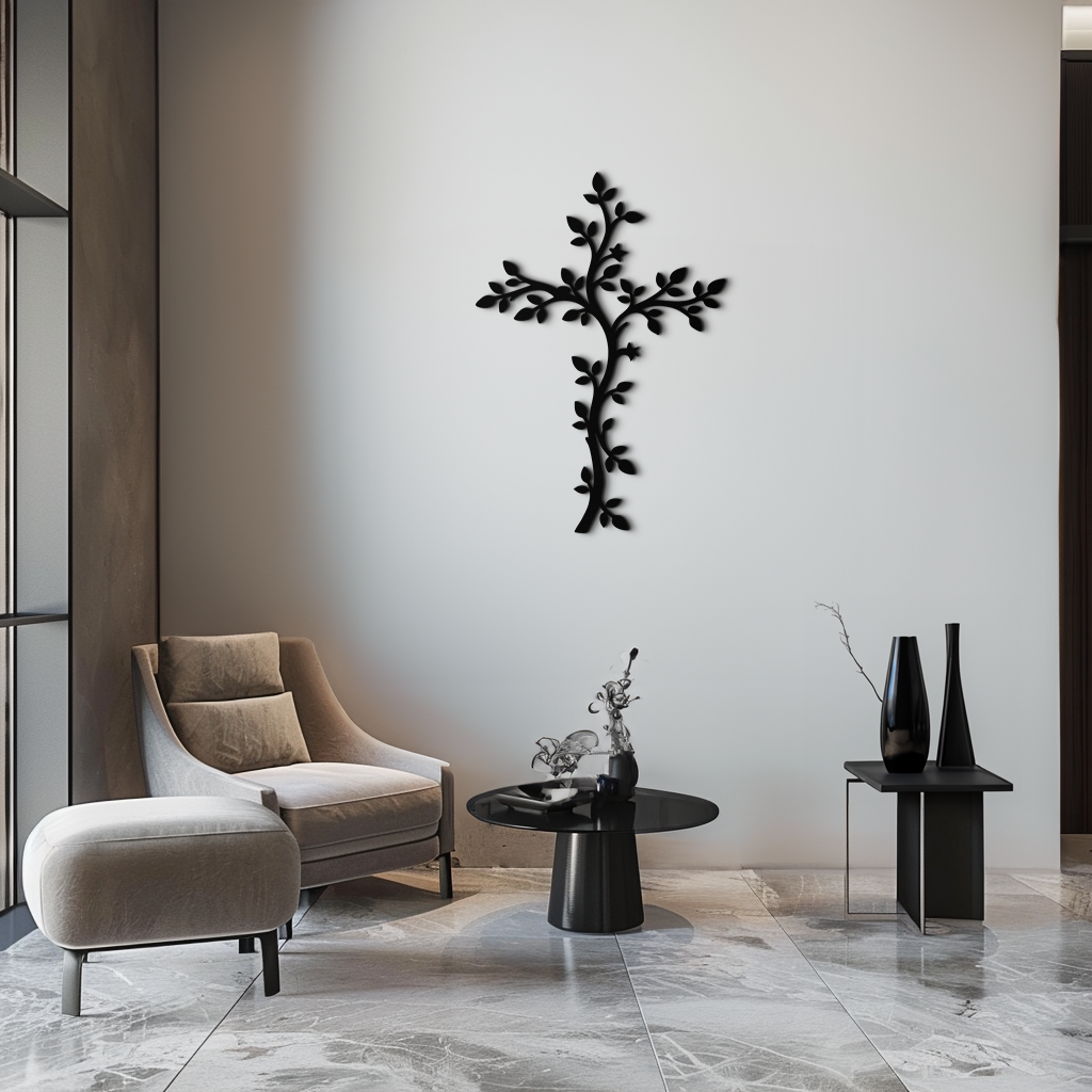 Cross Metal Wall Art - Sacred Christian Steel Wall Decor