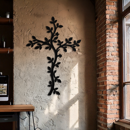 Cross Metal Wall Art - Sacred Christian Steel Wall Decor