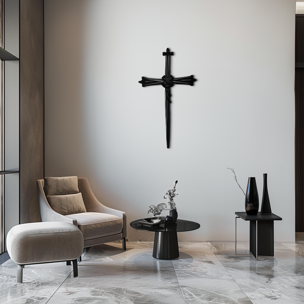 Christian Barbed Wire Cross Metal Wall Art