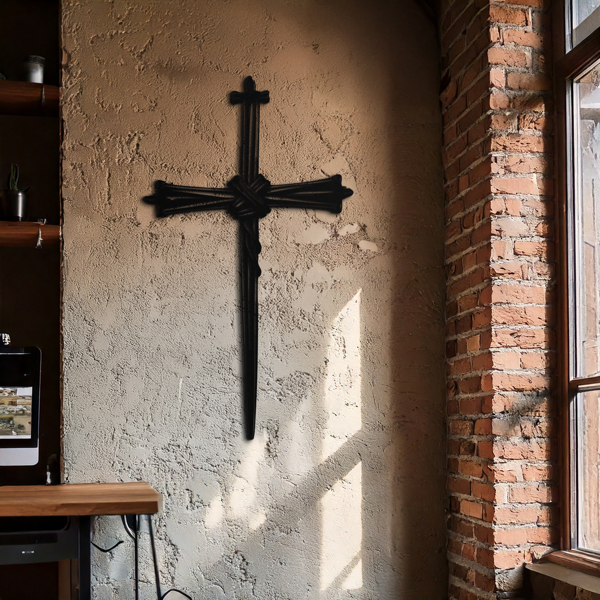 Christian Barbed Wire Cross Metal Wall Art