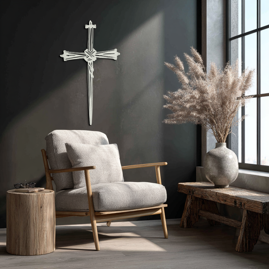 Christian Barbed Wire Cross Metal Wall Art