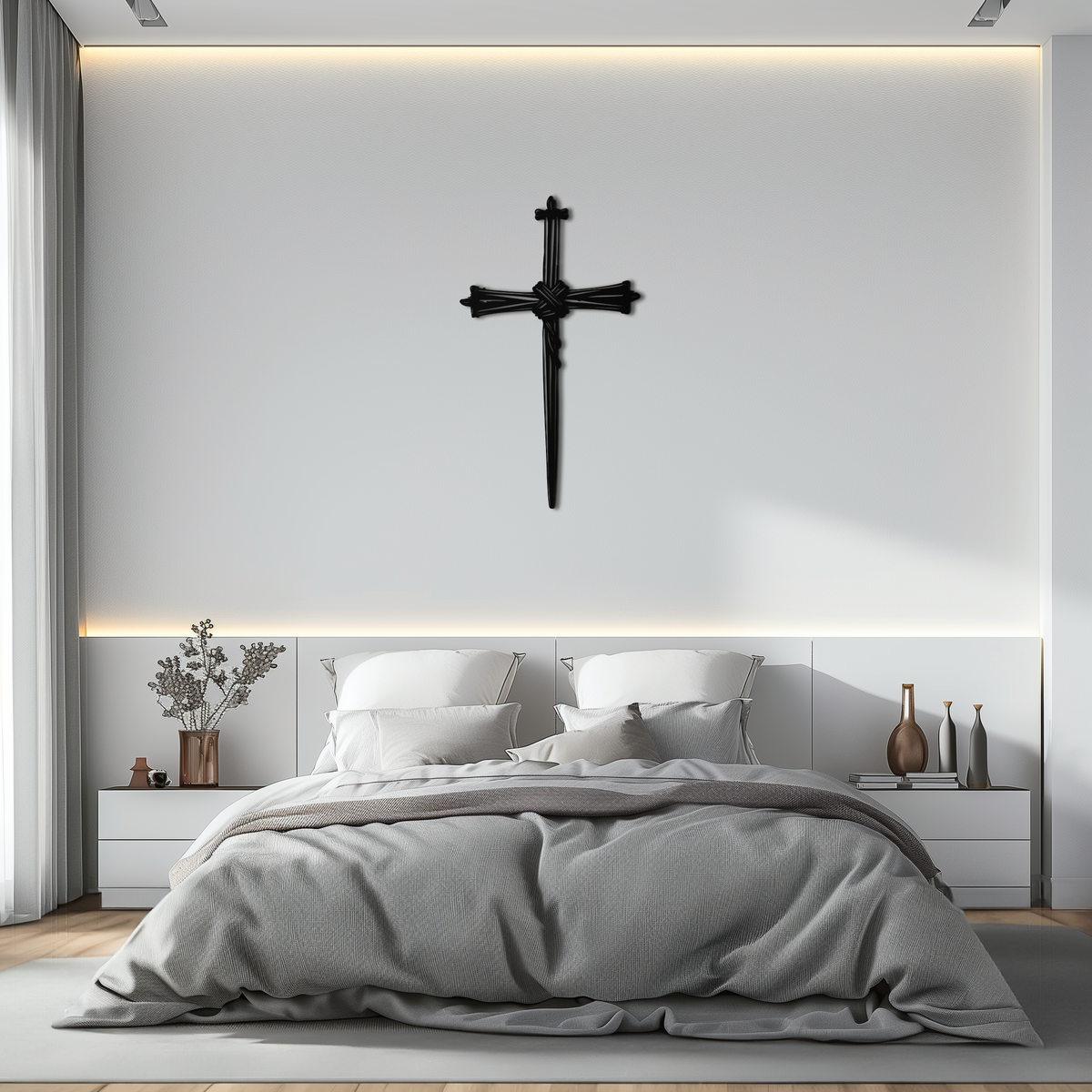 Christian Barbed Wire Cross Metal Wall Art