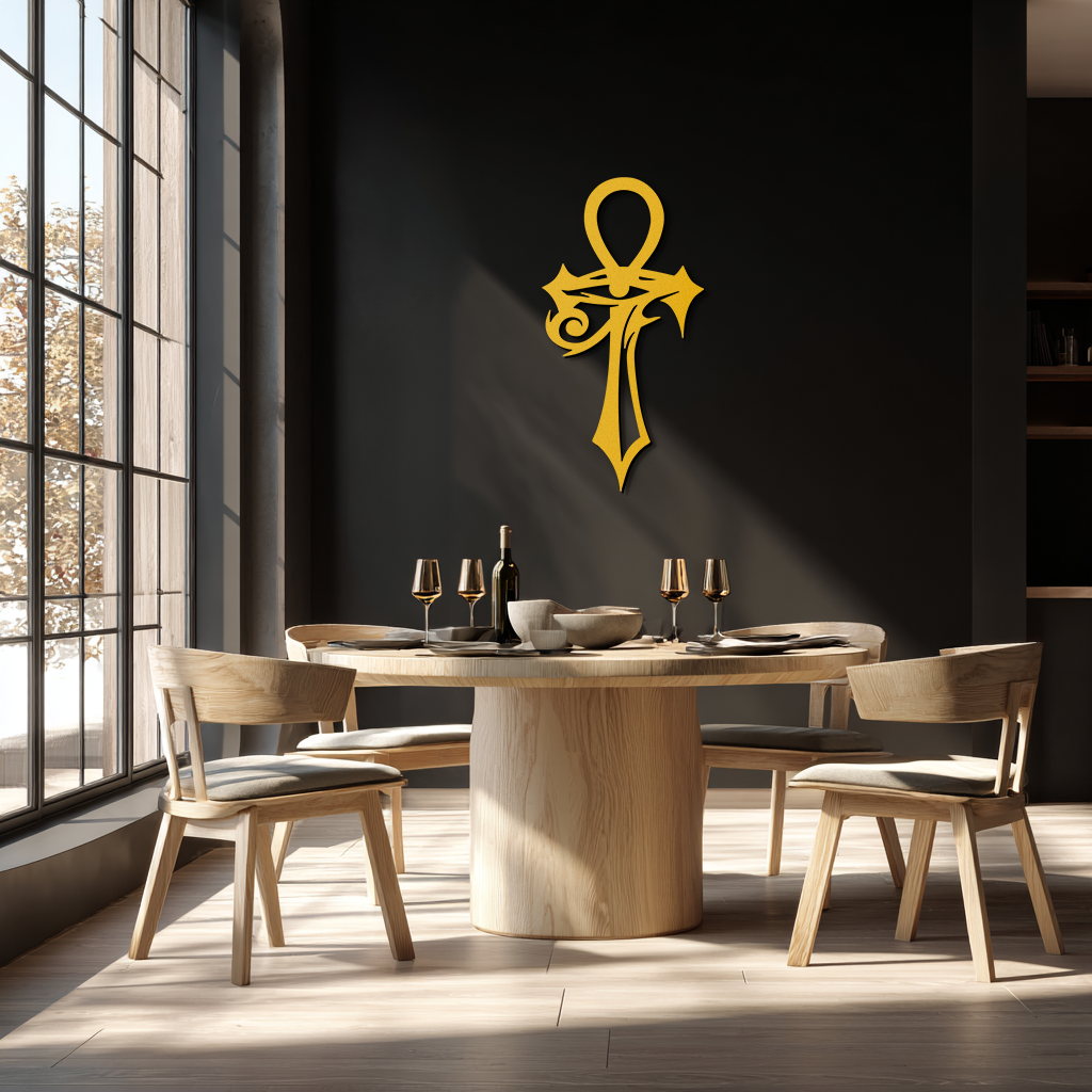 Egyptian Ankh Cross with Eye of Horus Metal Wall Art