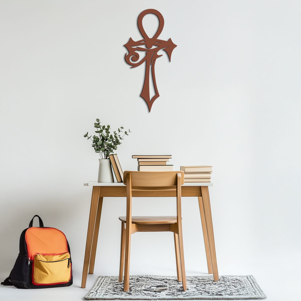 Egyptian Ankh Cross with Eye of Horus Metal Wall Art