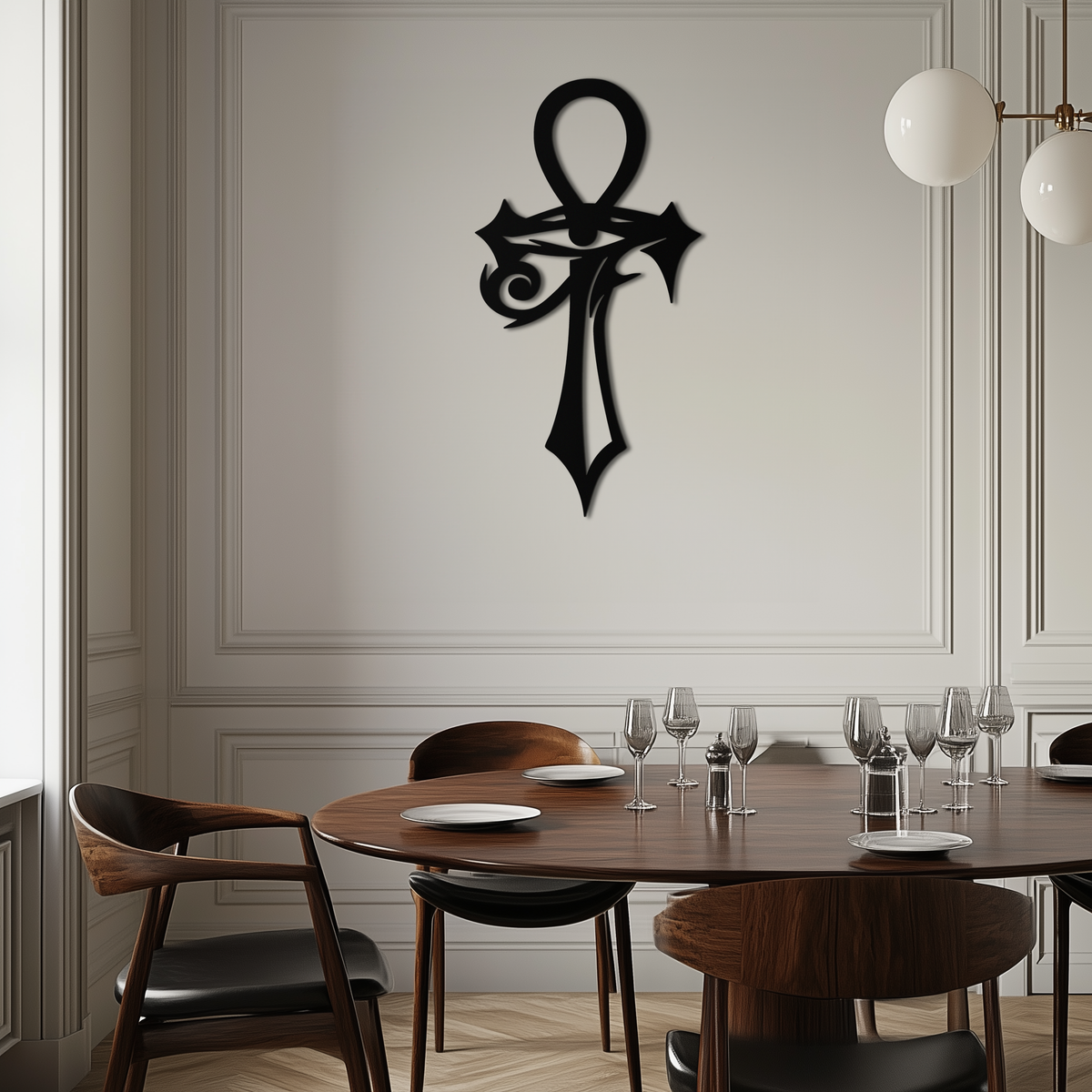 Egyptian Ankh Cross with Eye of Horus Metal Wall Art