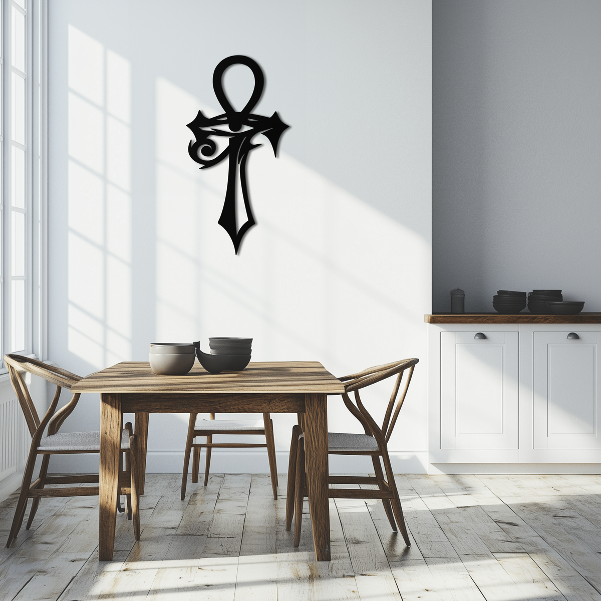 Egyptian Ankh Cross with Eye of Horus Metal Wall Art