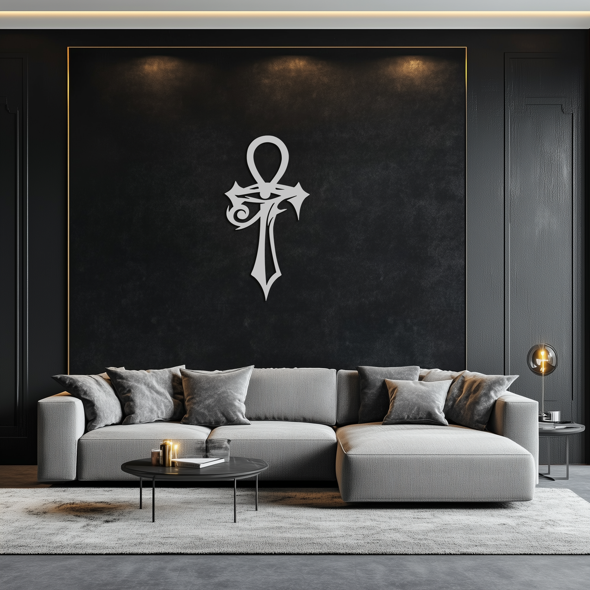 Egyptian Ankh Cross with Eye of Horus Metal Wall Art