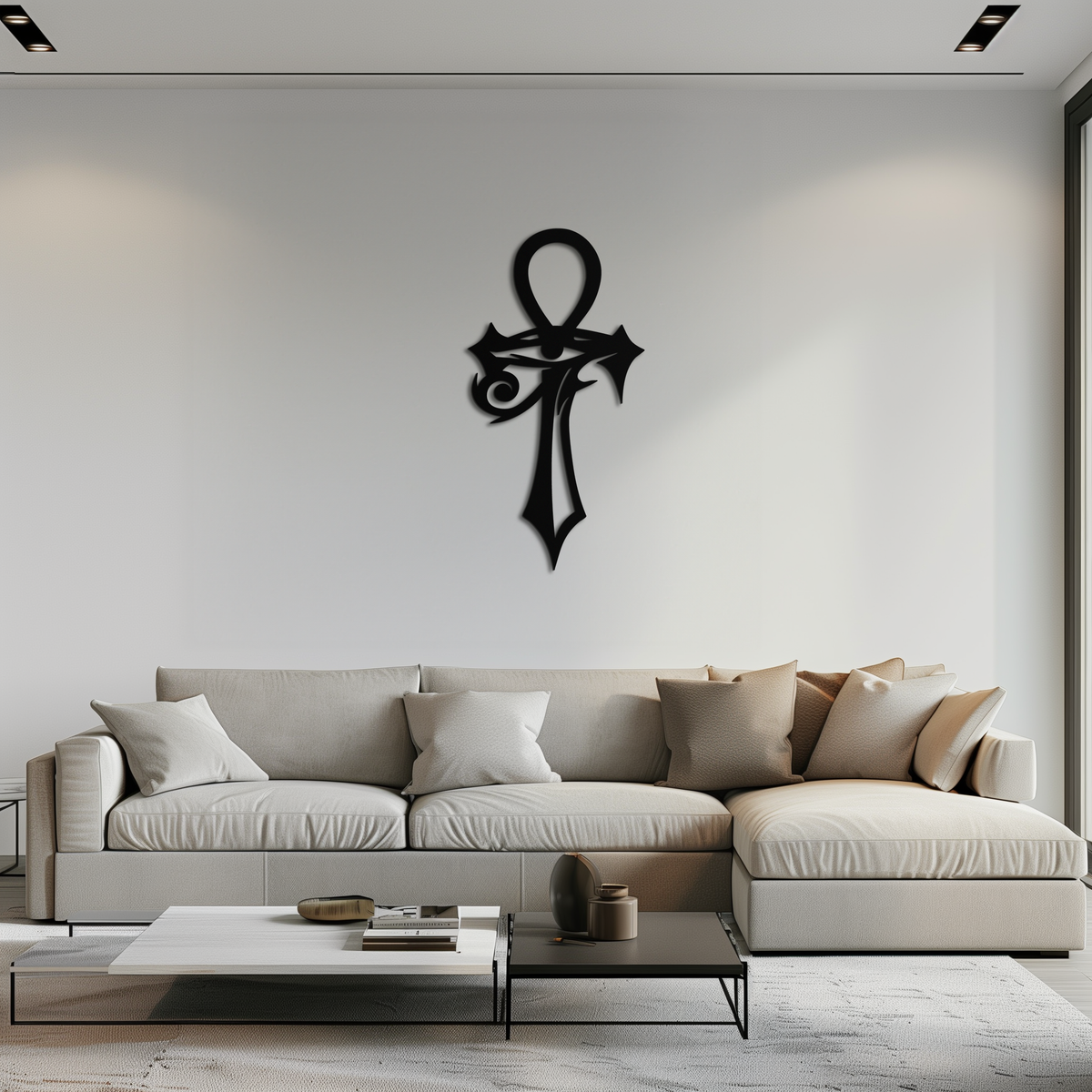 Egyptian Ankh Cross with Eye of Horus Metal Wall Art