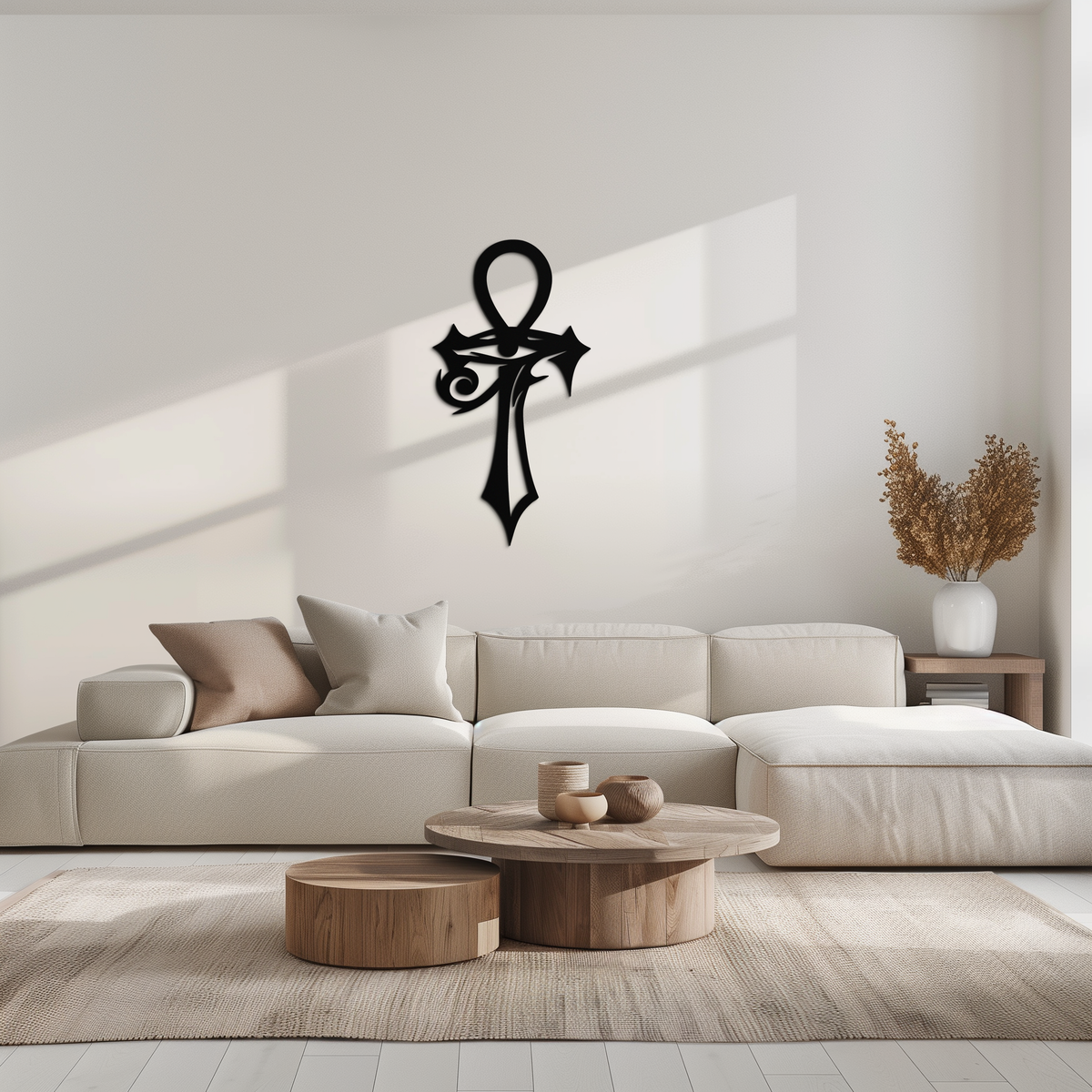 Egyptian Ankh Cross with Eye of Horus Metal Wall Art