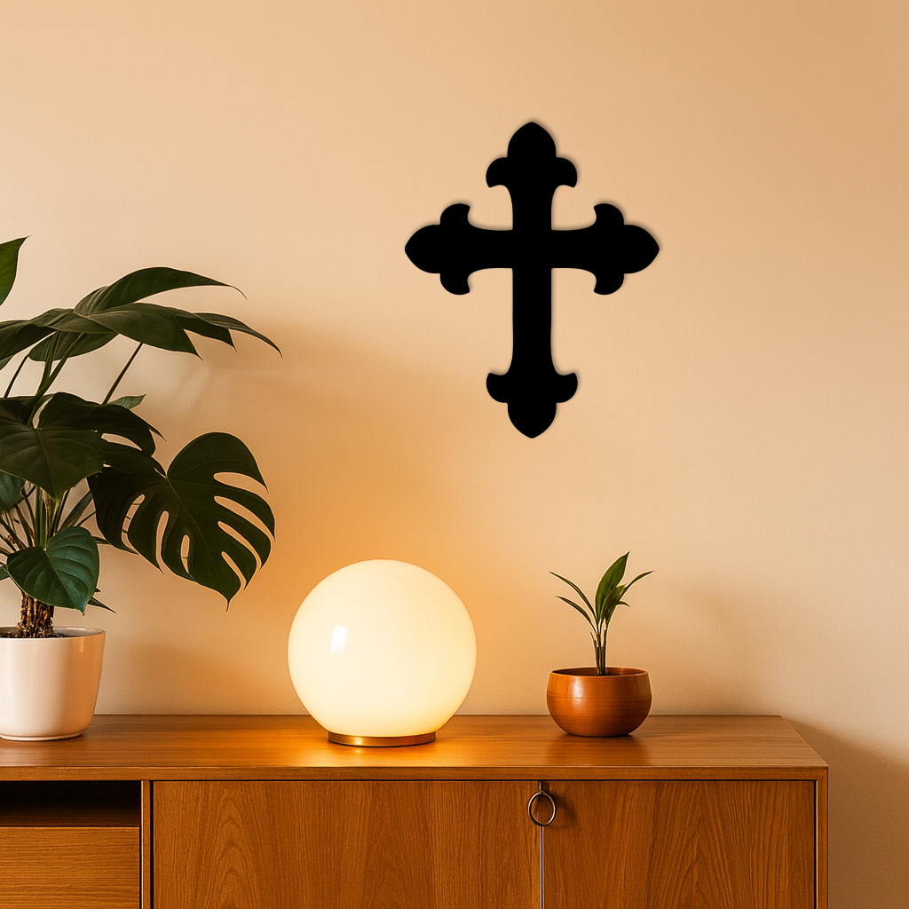 Classic Cross Silhouette Metal Wall Art