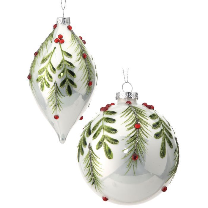 4-6" Glass Berry Leaf Ornament