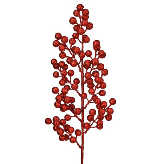 Red 24"Glittered Cluster Berry Spike