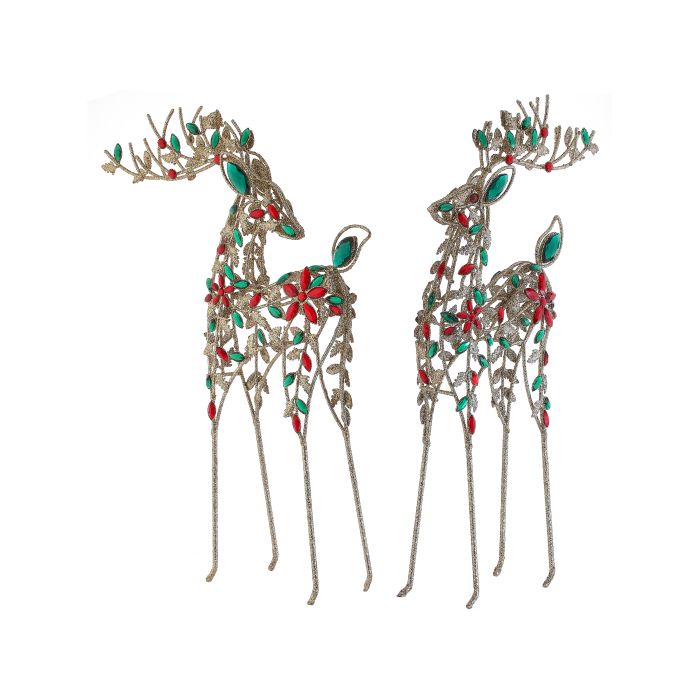 19.5" Glitter Wire and Jewels Deer