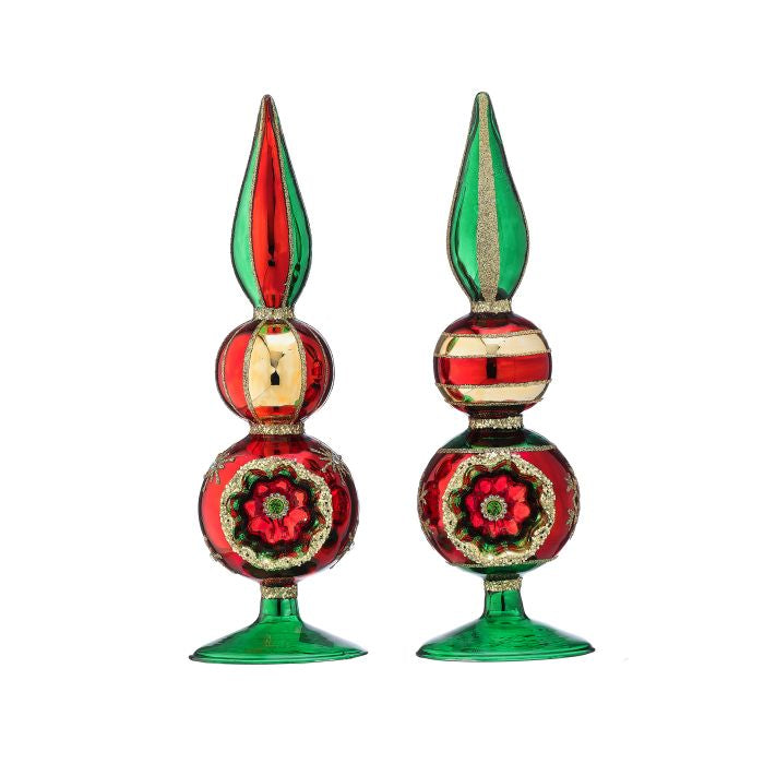 10"  Glass Reflector Finial Ornaments