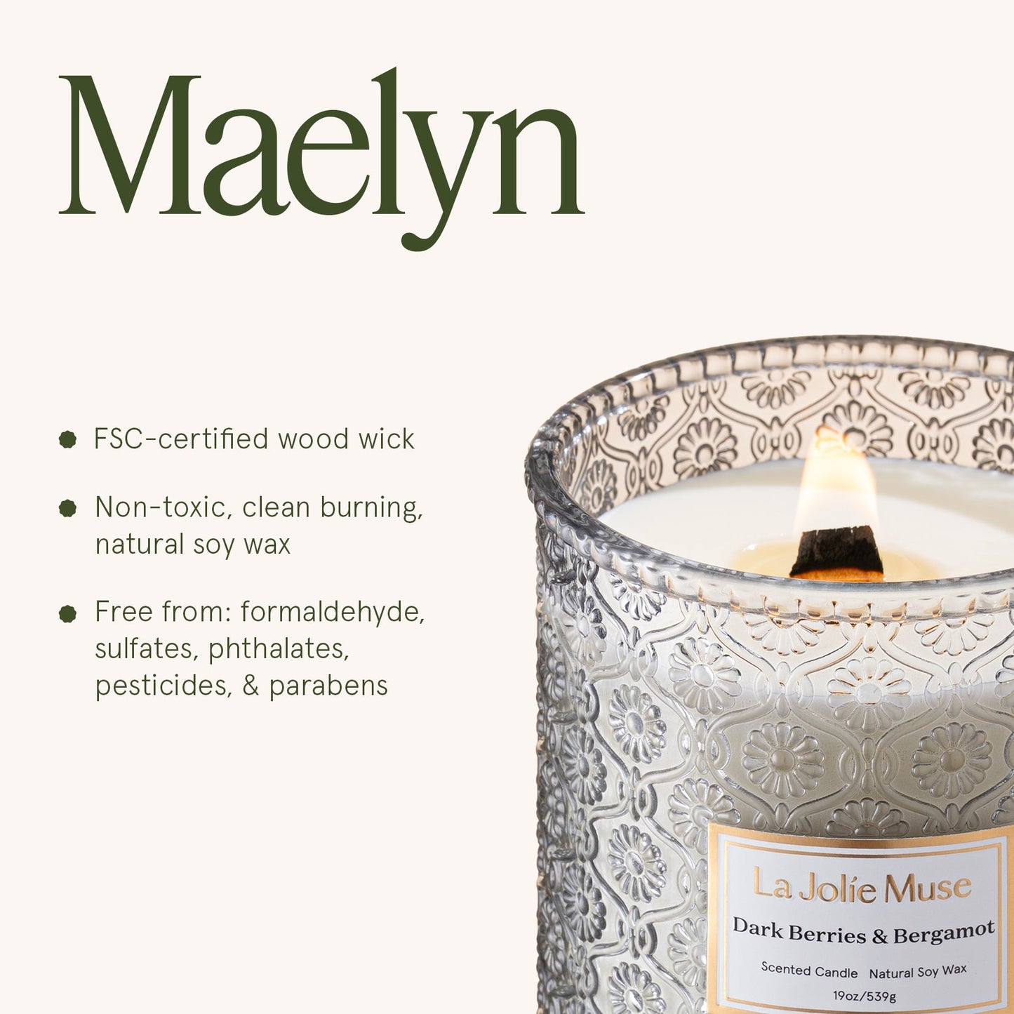 Maelyn - Dark Berries & Bergamot 19oz Candle