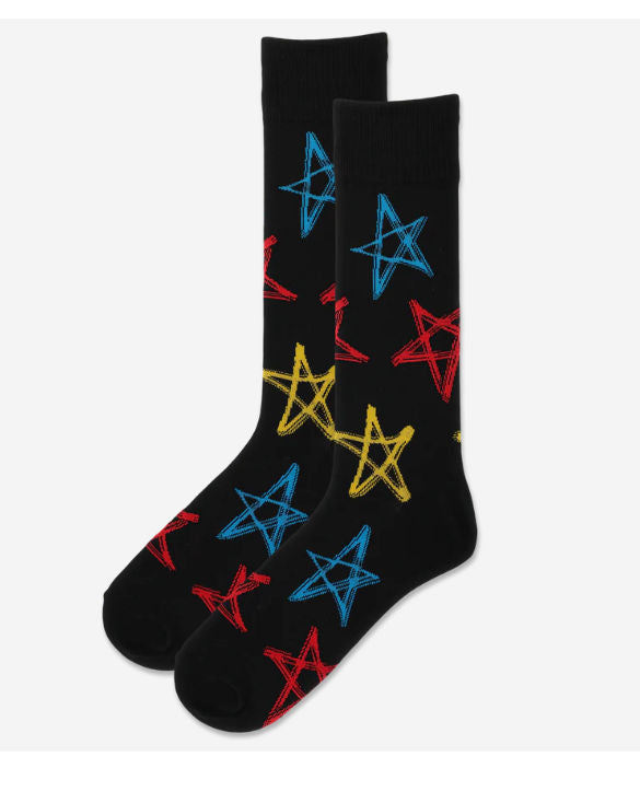 Men's Graffiti Stars Crew Socks/Black Clearance