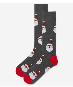 Men's Santa Head Crew Socks/Grey