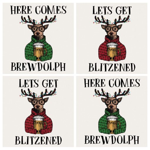 ReinBeer Square House Coaster Set