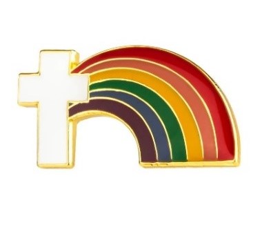 Cross W/Rainbow Lapel Pin