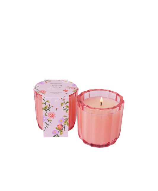 The Smell Of Spring Ribbed Glass Candle