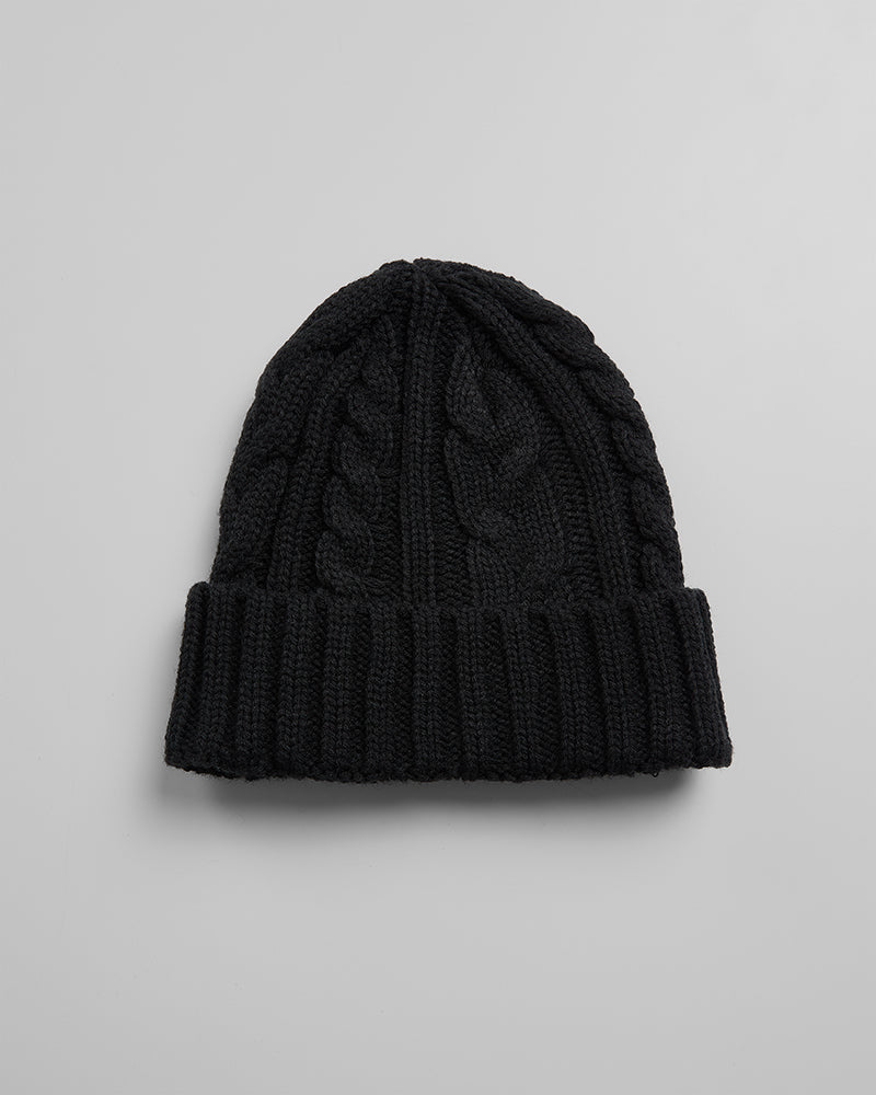 Cable Knit Beanie - Black
