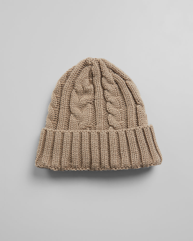 Cable Knit Beanie - Dark Tan