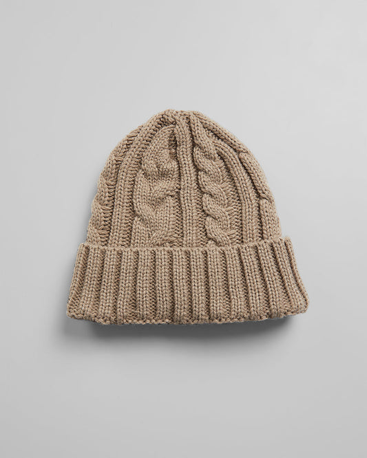 Cable Knit Beanie - Dark Tan