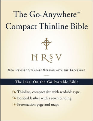 The Go-Anywhere Compact Thinline Bible w/Apocrypha in Black/Leather (NRSV) by HarperOne