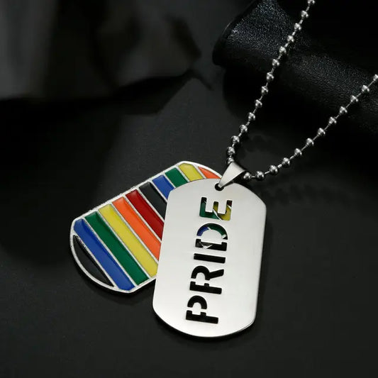 Pride Rainbow Double Dog Tag Pendant