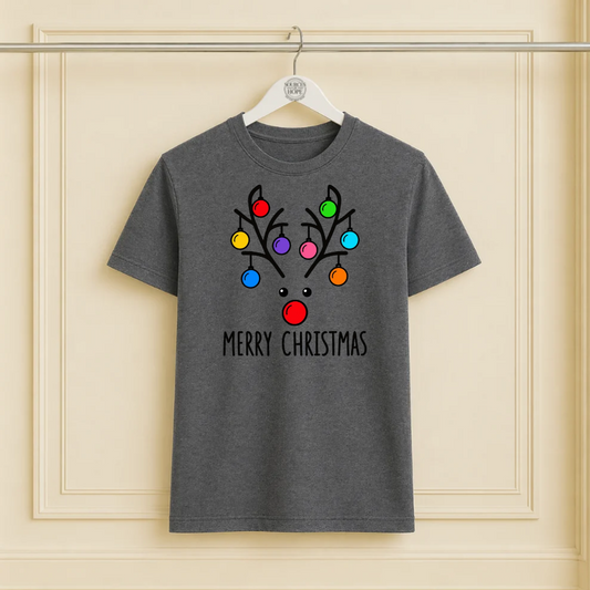 "Merry Christmas" Reindeer Charcoal Christmas Shirt