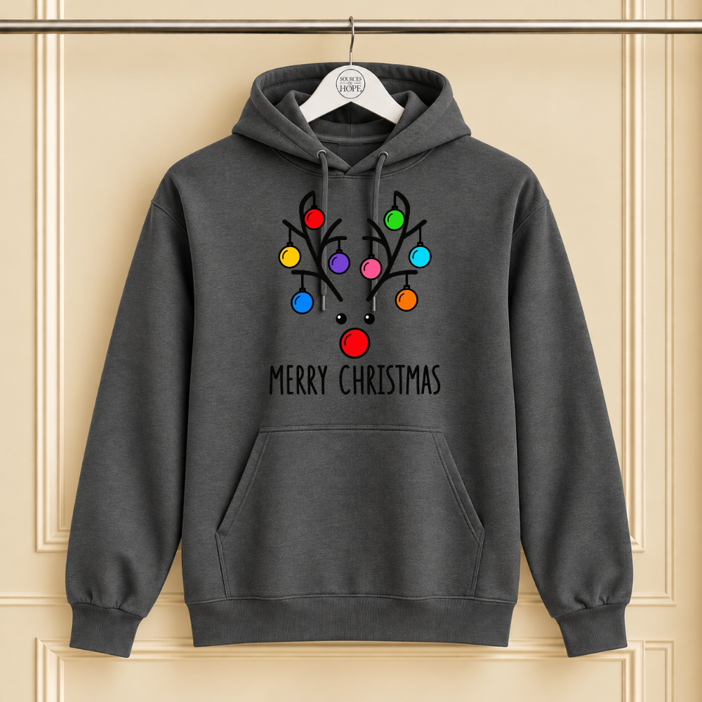 "Merry Christmas" Reindeer Charcoal Christmas Shirt