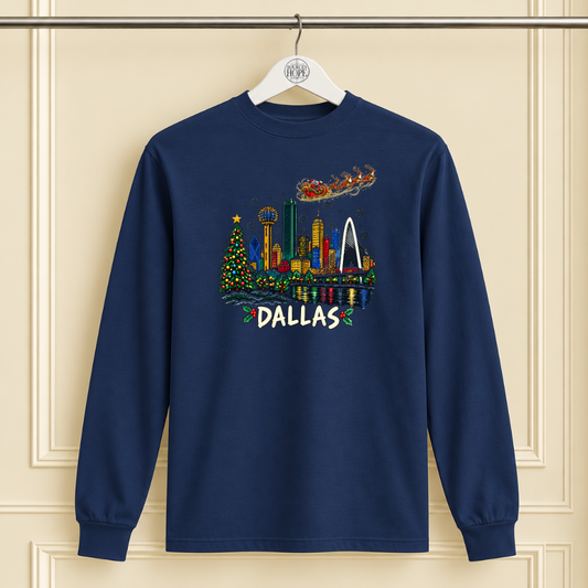 Dallas Skyline Navy Christmas Shirt