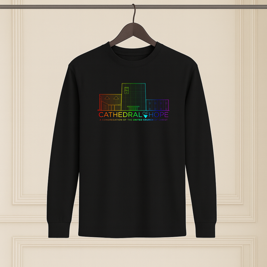 Gradient Rainbow Logo LS Black Tee