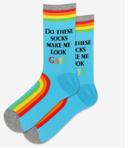 Women's Do These Socks Crew Socks Make Me Look Gay?/Light Blue
