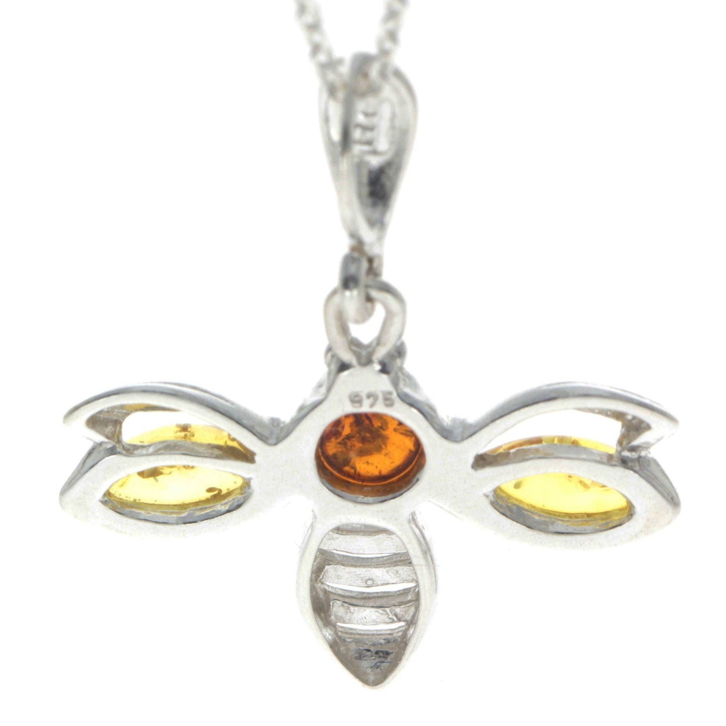 925 Sterling Silver & Baltic Amber Bee Pendant
