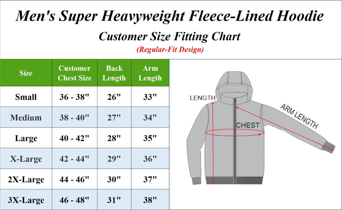 Men's Fleece Lined Zip Up Hoodie