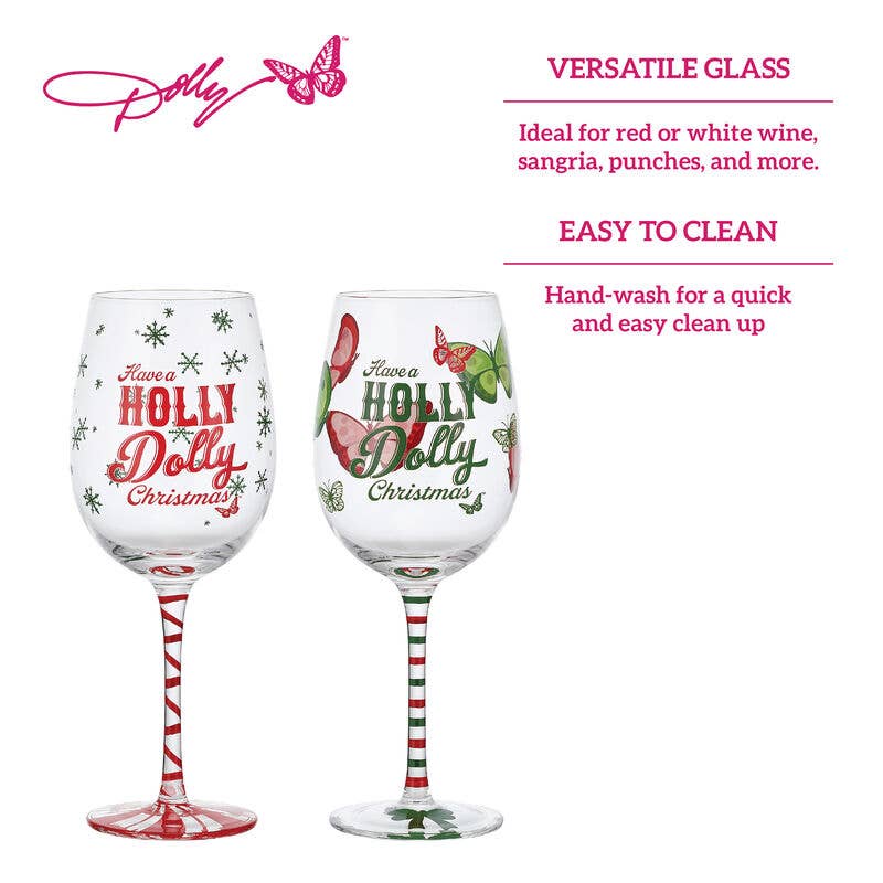 Dolly Parton Holly Dolly Wine Glasses S/2 Giftbox