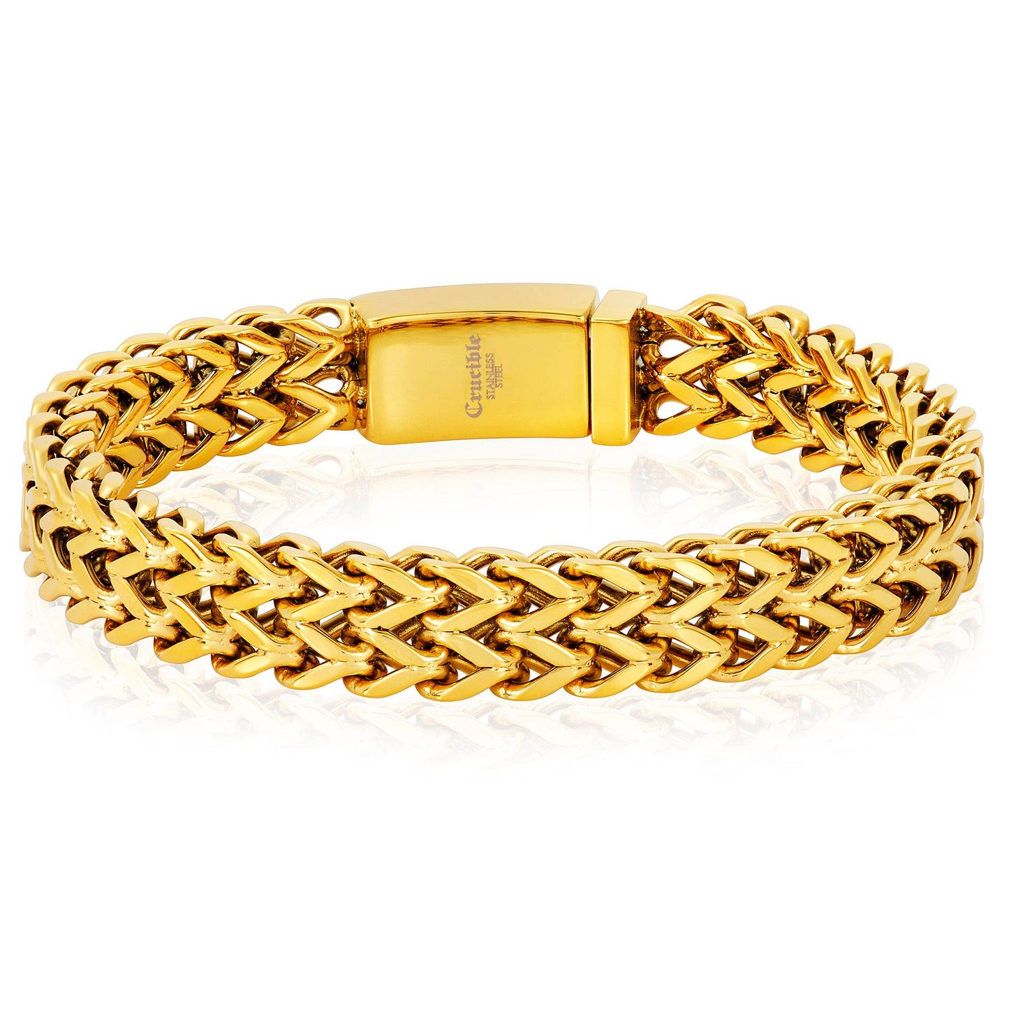 Crucible Double Row Franco Link Gold Plated Steel Bracelet