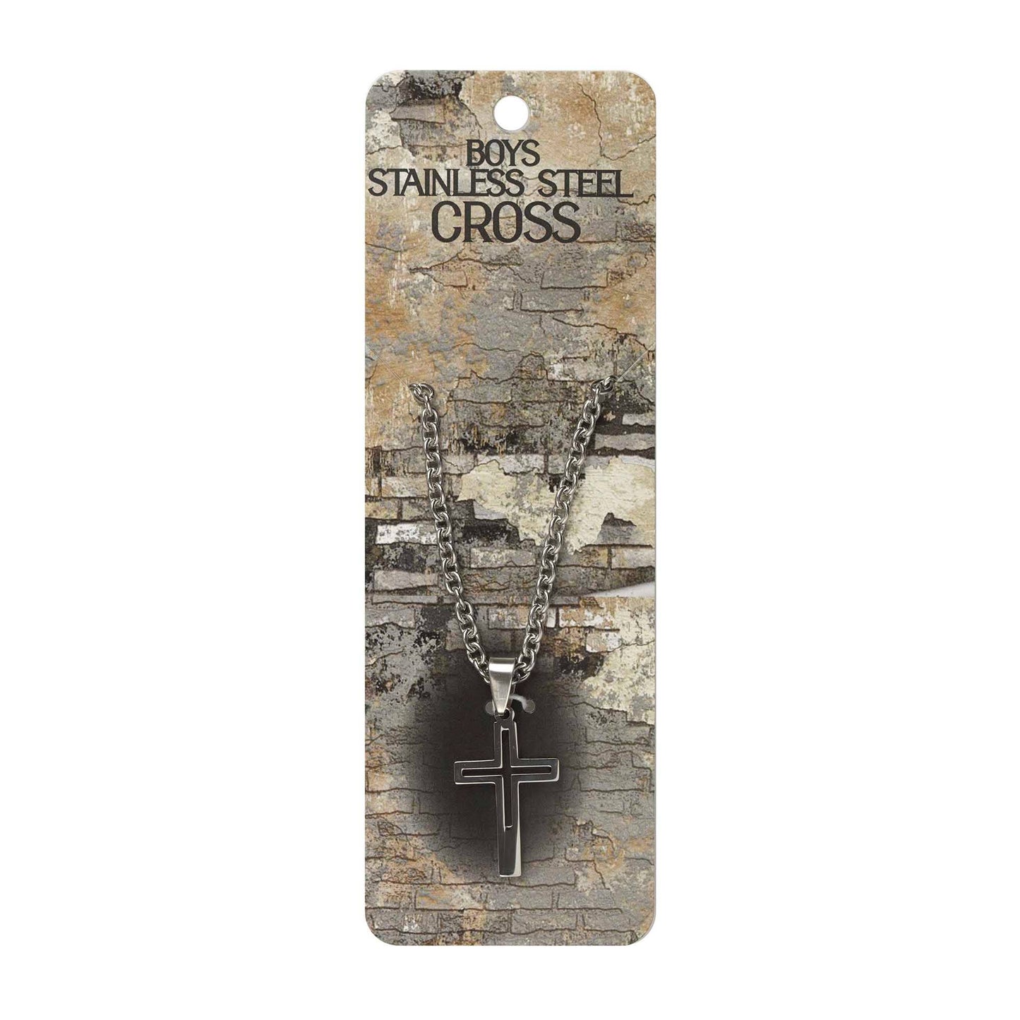 Stainless Steel Cutout Box Cross Necklace Sale