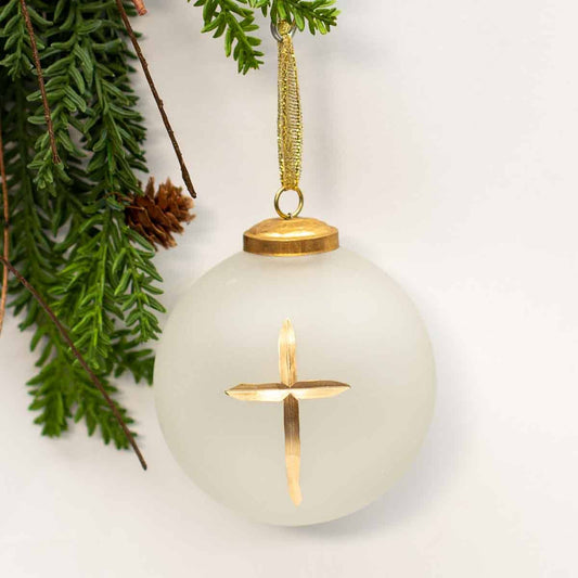 Cruix Glass Ball Ornament Frosted/Gold