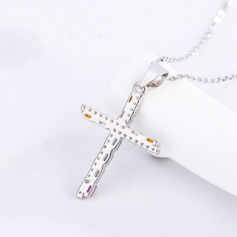 Rainbow Gemstone Cross